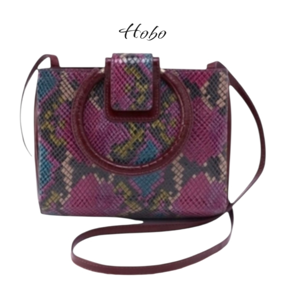 HOBO Heidi Small Crossbody Bag Mosaic Snake Multicolor Purple Leather